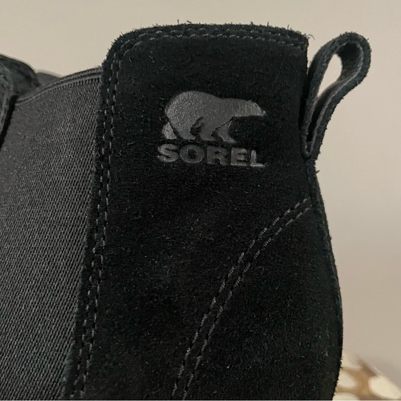 Sorel Women’s Evie II Chelsea Boots Black Suede Leather Ankle Booties Size 10 - Picture 2 of 6